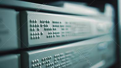 AI Close up of Braille on metal surface