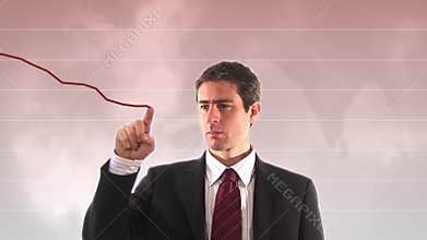 Stock Footage of Businessman showing downward Graph