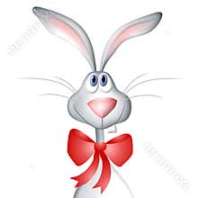 Cartoon Easter Bunny Rabbit Wearing Bow