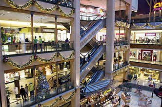 Holiday shopping mall christmas lights