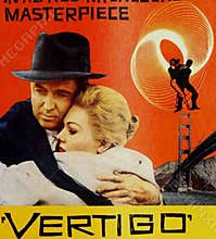 Details of poster of Alfred Hitchcock\'s film, \'Vertigo\'