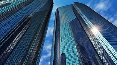Modern reflective office skyscrapers