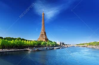 Seine in Paris with Eiffel tower