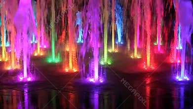 Beautiful colorful fountain at night