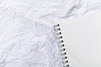 White crumple paper and notepad