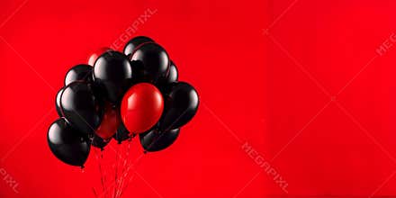 Red background with red and black balloons - Black Friday