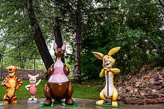 Rapid City, South Dakota, USA - 7.29.2020: Storybook Island public park Winnie-the-Pooh characters