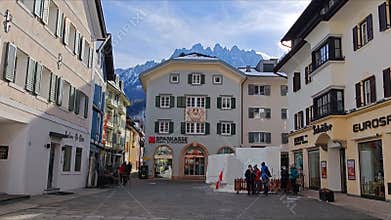 San Candido, Italy - January 22, 2025: view of the historic center of San Candido (Innichen)