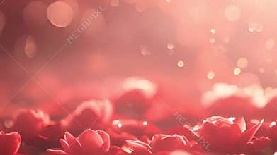 valentine day love background with red flowers.