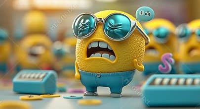 A contemporary illustration showcasing a seamless pattern of yellow cartoon emoji faces depicting happiness and sadness