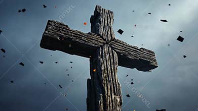 Wooden Cross And Ashes Ash Wednesday