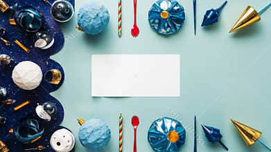 Blue and white background with a white sheet with a black border