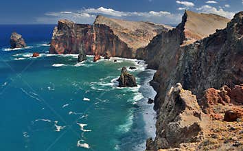 Northern coastline of Ponta de Sao Lourenco at Madeira, Portugal