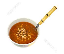 Blackeye Peas Soup In Bowl With Spoon Side