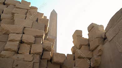 View of the Abelisk Among the Ruins in Karnak