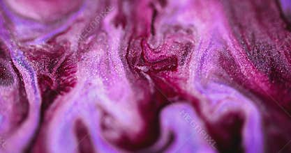 Shimmering fluid spill wet glitter flow pink ink