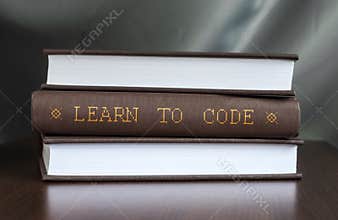 Learn to code. Book concept.