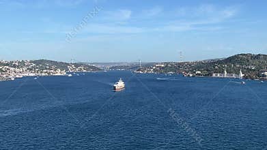 Aerial view of Bosphorus Strait and Istanbul, Turkiye