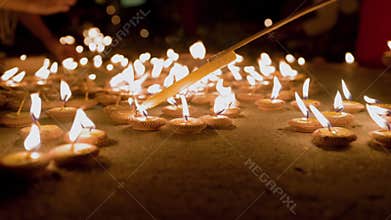 Candlelights in Yepeng (Loykrathong) festival , Chiang Mai North Thailand