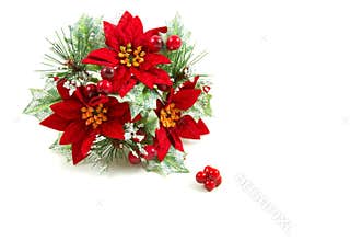 Christmas wreath, poinsettia flowers