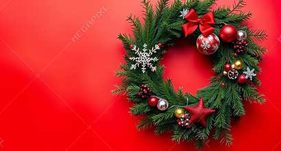 red background for isolated decoration chrismast