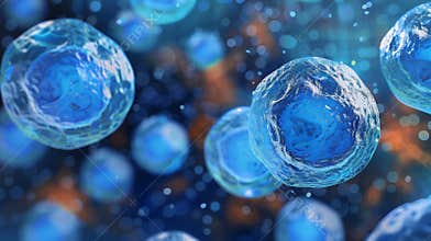 Stem cell clusters are shown in a vibrant blue, emphasizing their regenerative powers