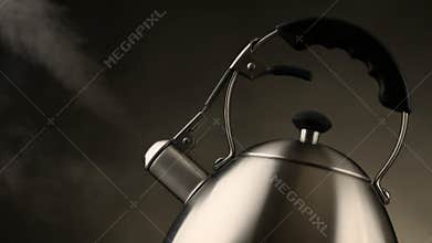 Tea kettle with boiling water