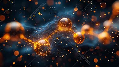 Quantum world featuring qubits in a state of superposition and entanglement. Generative AI