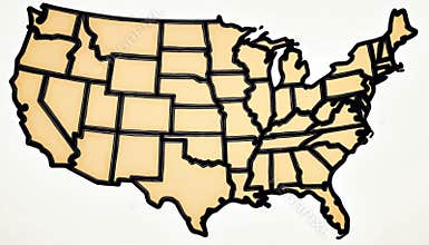 Doodle freehand drawing of United States map. USA cartography with state borders. Graphic atlas for travel guides, educational