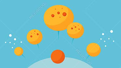 Nutrient Release Exosomes shown releasing Vitamin C into skin cells like tiny balloons popping and dispersing their