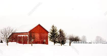 Snowy Winter Barn