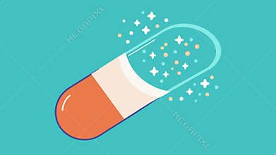Open Capsule A closeup view of an open capsule spilling glimmering exosomes with sparkling effects to convey vitality
