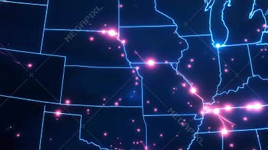 Discovering the Glowing US Map with Major Cities Highlighted Across the United States