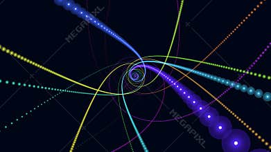 Vibrant spiral with radiating lines moving clockwise