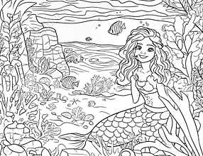 Print this simple mermaid coloring page on 8.5x11 inch paper