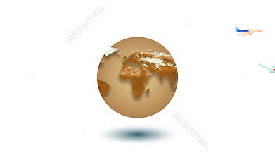 Motion travel world map with airplane sightseeing animation banner with (4K) .