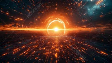 A vibrant visualization depicting quantum phenomena such as superposition and entanglement