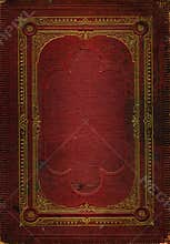 Old red leather texture with gold decorative frame