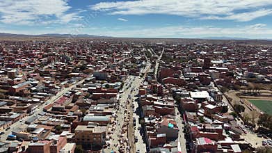 Aerial view of the city of Villazón, Bolivia