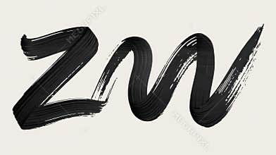 Artistic black brush stroke illustrating the letter \'Z\' and \'V\' on a light background