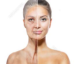 Aging and Skincare Concept. Face skin
