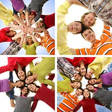 Collage of happy teenagers hanging out together