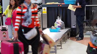 Airport security check bag and scan