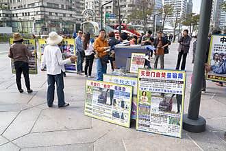 Falun Gong activists protest in Taipei - Taiwan.