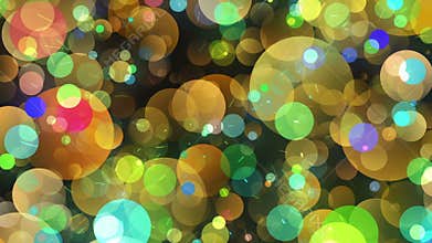 Warm Round Shapes in Chaotic Arrangement. Bokeh backgrounds motion