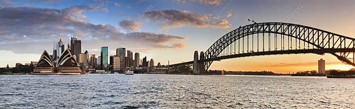 Sydney Kiribilli CBD sunset panorama
