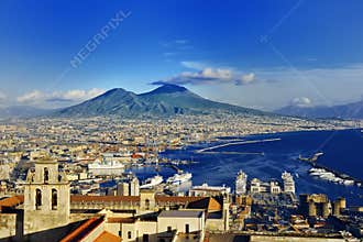 Naples and Vesuvius panoramic view, Napoli, Italy