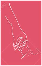 Mother and child hand by hand