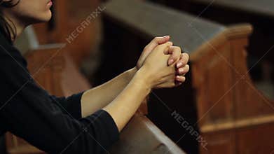 Girl Praying in Church