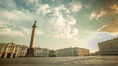 Palace Square in St. Petersburg Morning Time Lapse